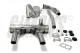 Silver-colored Simons Duplex sports exhaust for Opel GT 1900, consisting of pipes, silencer and mounting material. The exhaust system is made of stainless steel and has a white background. To see: Pipes, clamps, gaskets.