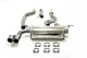 Simons Stainless steel sports exhaust system for BMW F30 on a white background: shiny pipes, silencer and 6 pipe clamps. Double tailpipes with 80 mm diameter. Suitable for 320i and 328i.