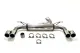 Stainless steel sports exhaust system from Simons: Duplex system with 2 tailpipes (80mm each) and a pipe connector, as well as five pipe clamps. The system is made of polished stainless steel and has a white background.