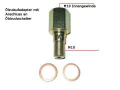 Adapter on the oil pressure sensor M10x1 internal to M10x1 external with hole for oil inlet