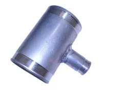 Aluminum pipe connector T-piece ø 70>25mm - L 100mm - 1.5mm wall thickness flanged