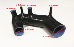 Silicone intake hose for Audi A4, A6 B5 B6 Passat 1.8T 150HP-193HP black ø 51mm turbo inlet / WITH clamp set