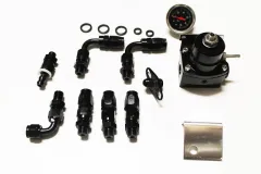 Fuel pressure regulator Racing with accessories Dash 6 connections black