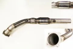 Downpipe 1.8T with ECE approval Euro 3 + 4 for Golf 4, Audi A3 TT ø 76mm 200 cells sports cat flex pipe interlock - stainless steel