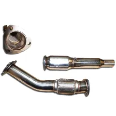 Downpipe for Golf 4, Audi A3, Seat Leon 1.8T, 76mm diameter with 200 CPI racing catalytic converter, Euro 4 compliant, flex pipe, Interlock - stainless steel