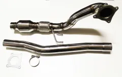 Downpipe for Golf 6 R, S3 8P, TT 8J, Leon Cupra R 1P 2.0 TFSI ø 76mm stainless steel 200-CPI sport cat, Euro 5 compliant, 76 mm