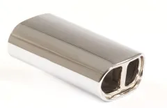 Tailpipe 52 - 150x78mm oval flared rounded with center bar stainless steel