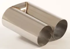 Tailpipe 60 - 2x90mm round sharp-edged stainless steel