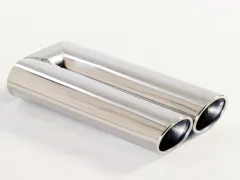 Tailpipe 71 - 2x70x85mm oval flared beveled stainless steel