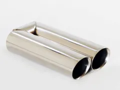 Tailpipe 76 - 2x90mm round slanted wide edge stainless steel