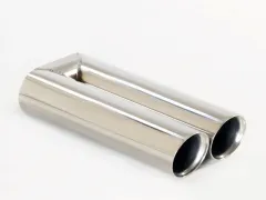 Tailpipe 77 - 2x76mm round slanted wide edge stainless steel