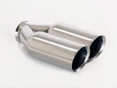 Tailpipe 88 - 2x90 round beveled with wide edge right stainless steel