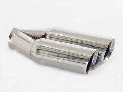 Tailpipe 89 - 2x76 round beveled with wide edge left stainless steel