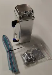 Oil catch tank rectangular silver + accessories 10mm connections