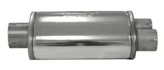 Silencer universal Simons Split ø 76mm oval 220x140 L 320mm stainless steel 1x 76mm 2x 63,5mm