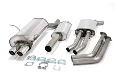 Simons Stainless steel sports exhaust system 2x70 mm for BMW E46 320i, 325i, 330i with EC approval (registration-free)